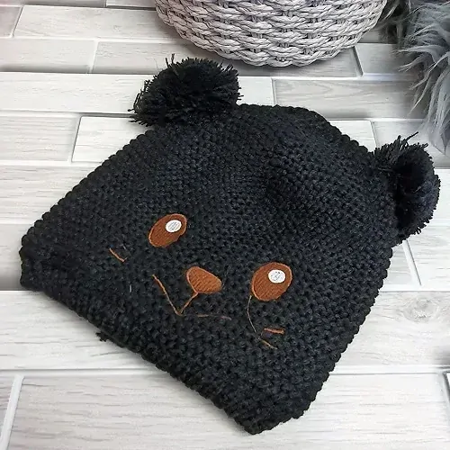 Dětský zimní set šála a čepice méďa - černá