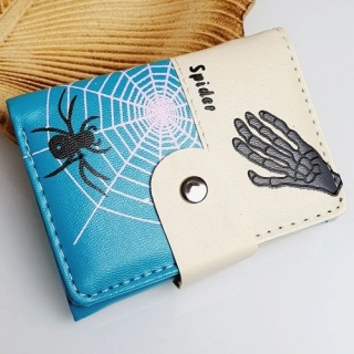 Dětská peněženka Spider s pavučinou na cvoček – modrá, 11 cm