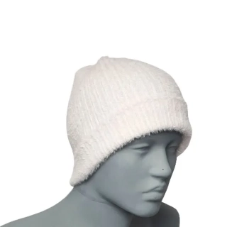 Unisex zimní čepice s chloupkem - bílá