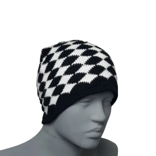 Unisex zimní čepice - černobílá