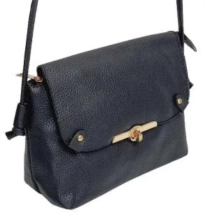 Dámská crossbody kabelka s elegantní zlatou sponou - černá