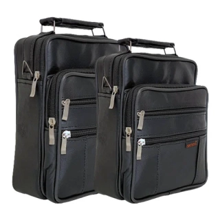 Pánská kožená crossbody taška s rukojetí, 5 kapes