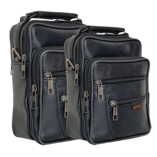 Pánská kožená crossbody taška s rukojetí a 5 kapsami