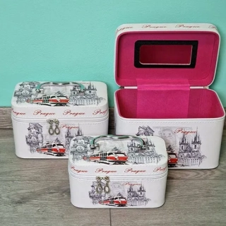 Kosmetický kufřík Praha Retro – bílá, 3 velikosti