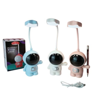 Dětská LED lampička Kosmonaut s ořezávátkem nabíjecí – ohebná, USB