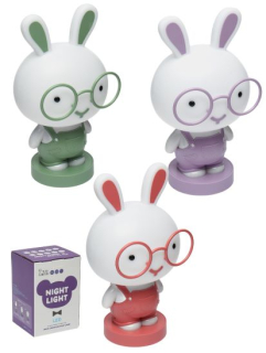 Dětská LED lampička Zajíček v brýlích – stmívatelná, USB
