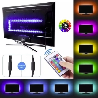 USB RGB LED pásek 2m s bílou barvou – podsvícení TV a PC, dálkové ovládání