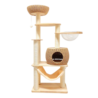 Škrabadlo pro kočky - CT-74-2 - výška 142 cm - béžové