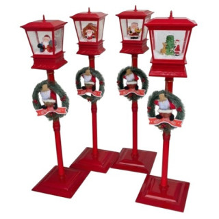 Vánoční pouliční lampa se sněžením 120 cm červená